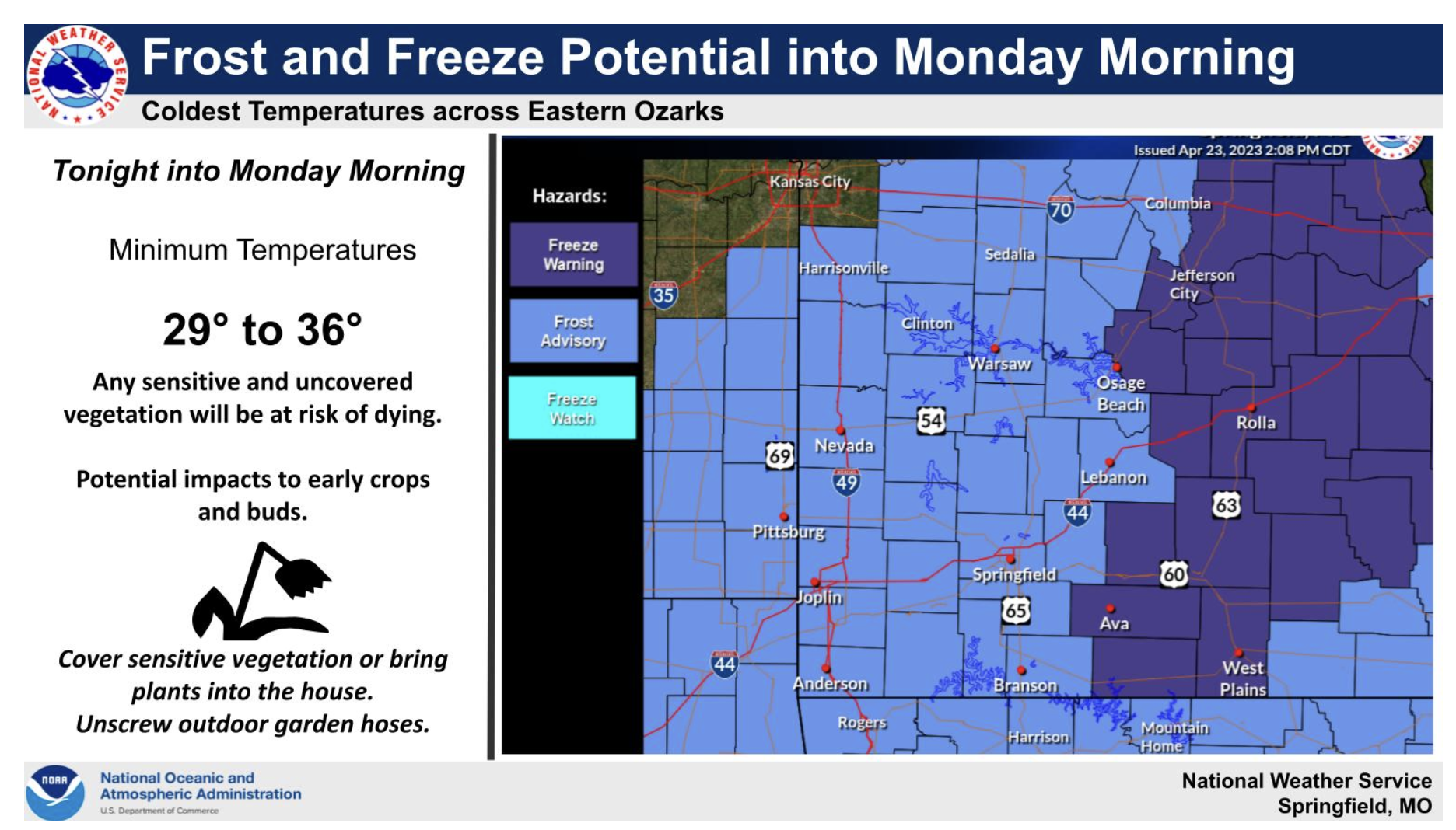 Freeze warning issued by National Weather Service for Texas County ...