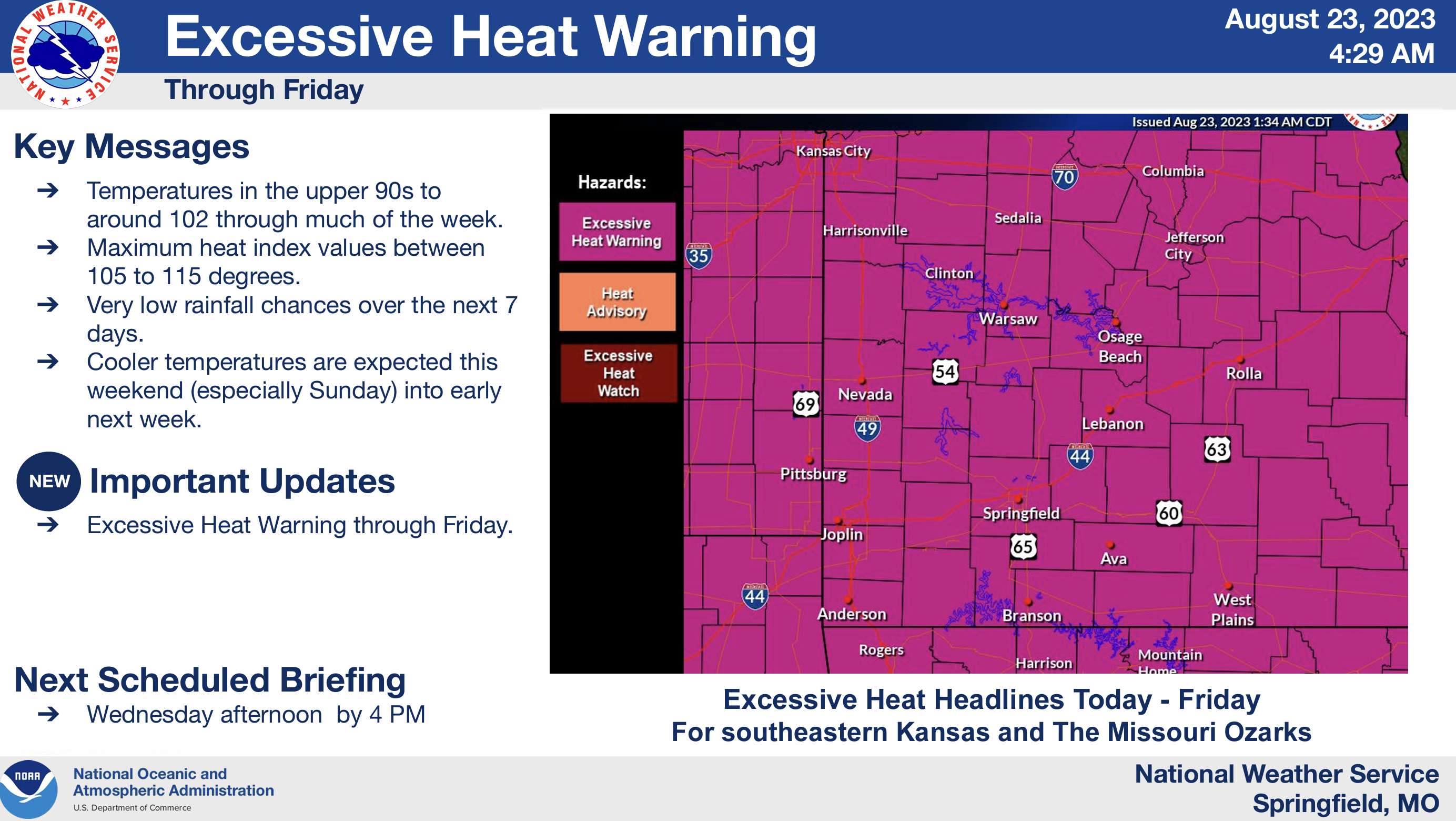 Area continues under Excessive Heat Warning," National Weather Service ...